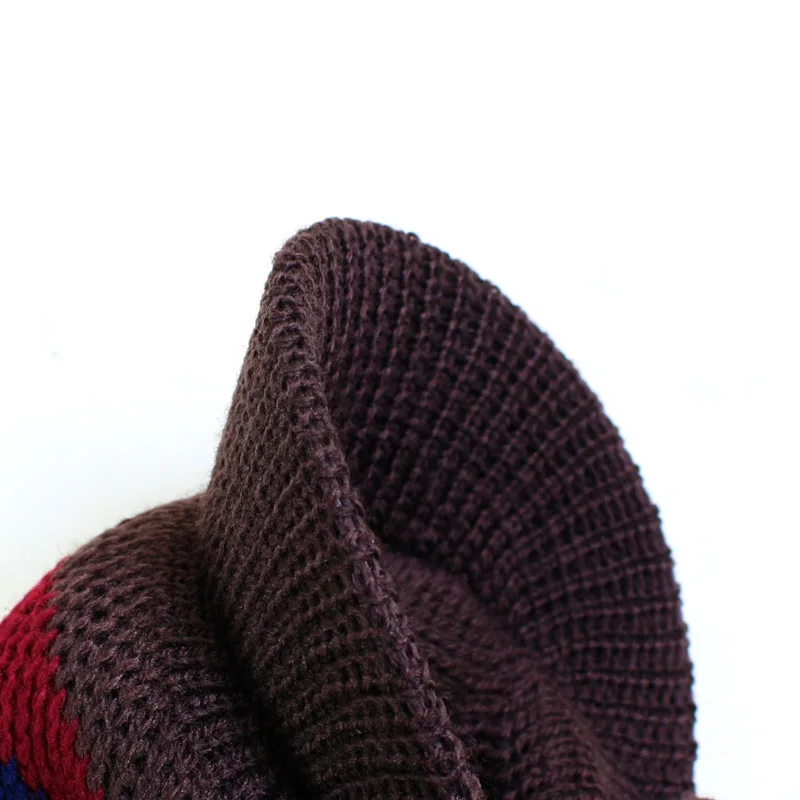 Зимняя женская мягкая полосатая Кепка с козырьком темно-красного, розового, коричневого, темно-синего цвета
