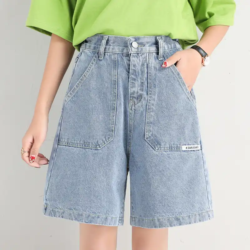 high waisted bermuda jean shorts