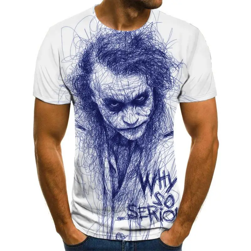 

Horror clown men's T-shirt funny clown face tops 3D printed Cool fashion short-sleeved shirt Joker Clothes streetwear