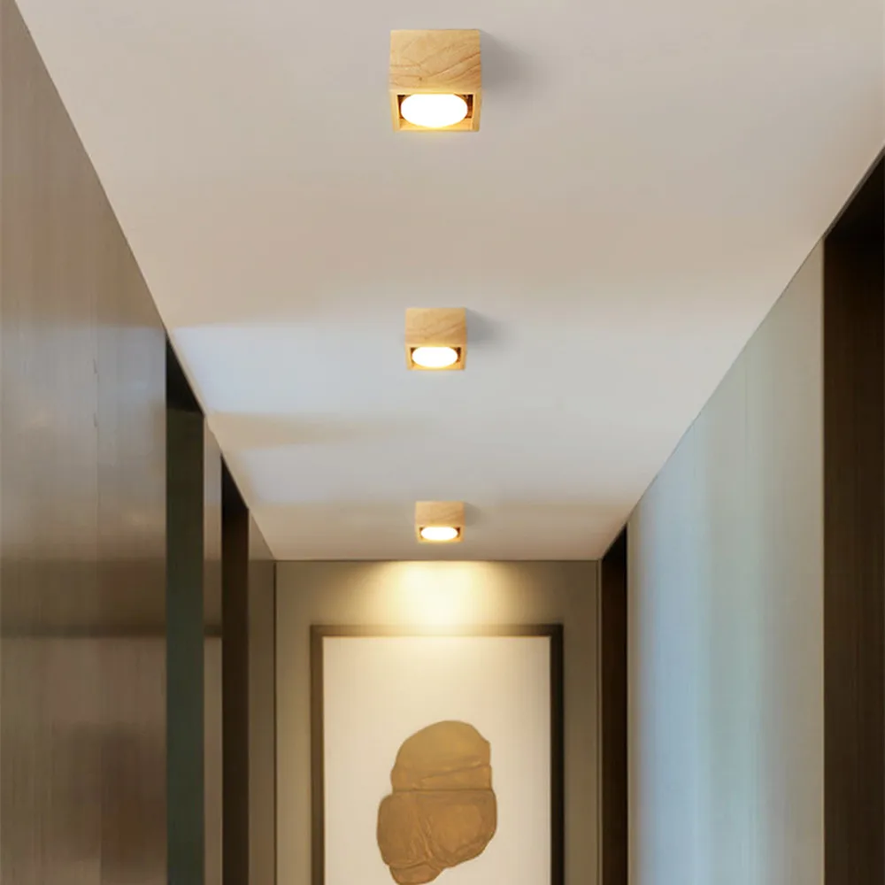 [DBF] скандинавский деревянный квадратный светодиодный локальный светильник с креплением+ сменный светодиодный светильник 14 Вт 18 Вт 24 Вт Светодиодный прожектор для гостиной спальни