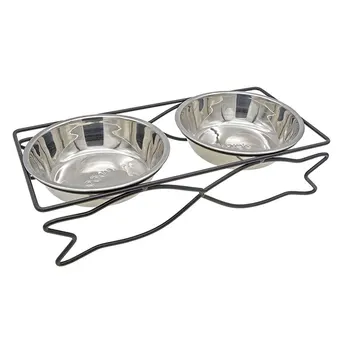 

Stainless Steel Raised Pet Bowls for Small Dogs Cats Puppy Double Removable Elevated Food Water Bowls Feeder with Metal Stand