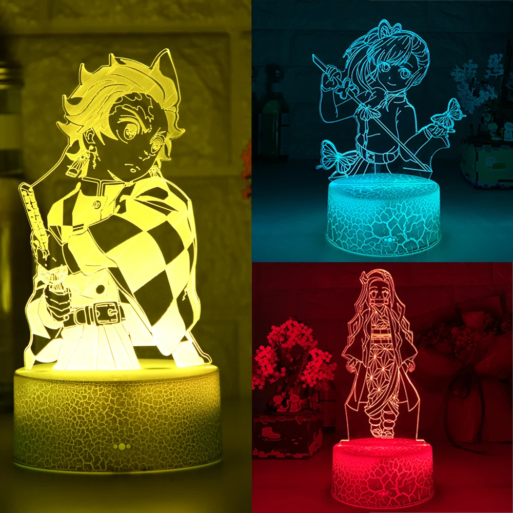 

Acrylic Led Night Light Anime Demon Slayer Agatsuma Zenitsu Figure for Kids Child Bedroom Decor Cool Kimetsu No Yaiba Lamp Gift