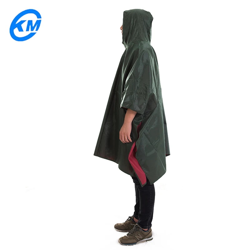 Army green OXFORD fabric square rain Poncho comfortable wear