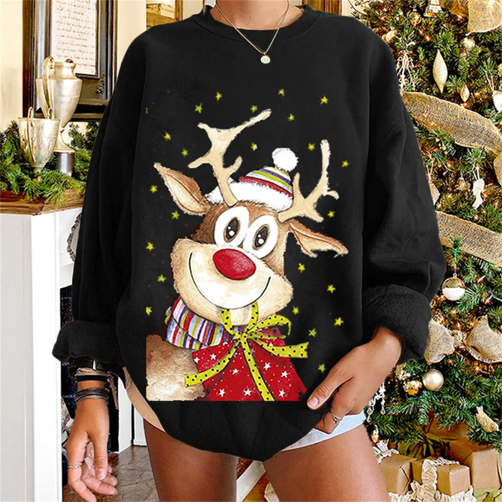 Christmas Reindeer Printed Ladies Women 