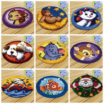 

Prajna Animal Series Needlework Latch Hook Kits Rug Canvas Embroidery DIY Carpet Handmade Floor Mat Carpets Living Room Stairs