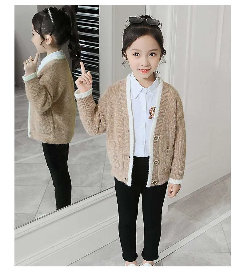 School Teen Children Cardigan Baby Sweater Girls Clothes Knitted Toddler Kids Girls Sweaters School Long Sleeve Knitting Coats (2)