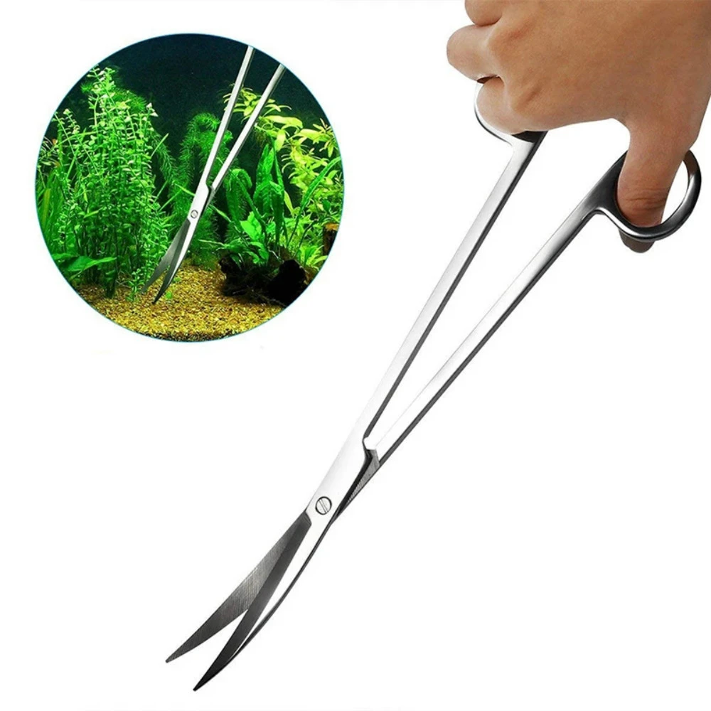 Stainless Aquarium Clipper Scissor Curve Cut Steel Plant Clip Shear Aquascape Clean Snip Aquatic Tank Water Wave Grass Clipper fish bowl decorations