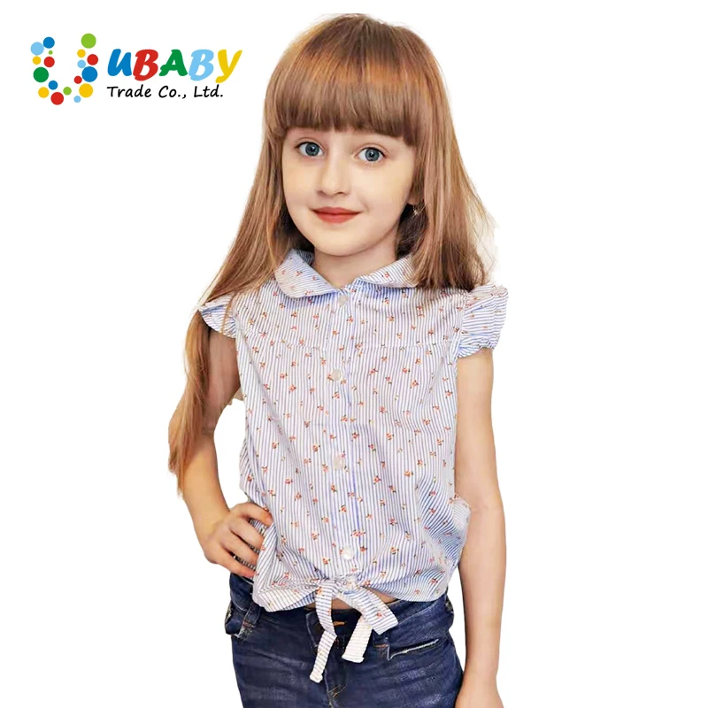 Summer Baby Girl Blouses Kids Shirts Children T Shirt Casual Floral Cotton Children Clothing Cartoon Stripe Causal Tops