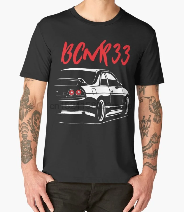 Мужская хлопковая футболка с принтом и круглым вырезом футболки Nissan Skyline GT R R33