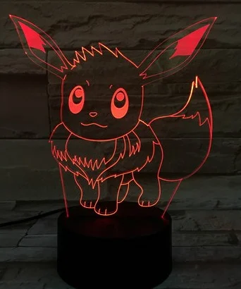 product 4 3D иллюзия ночник 7color Изменение Настольная лампа Дракон Pokeball Пикачу Покемон Иви огни детские игрушки Праздничные подарки - Испускаемый цвет: product 4