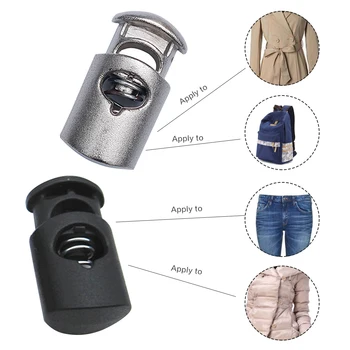 Billige 50 Teile/paket Kunststoff Barrel Frühling Cord Schlösser Stopper Toggle Clip Schnalle 27mm Gepäck Lanyard Stopper Schiebe Verschluss Tasten