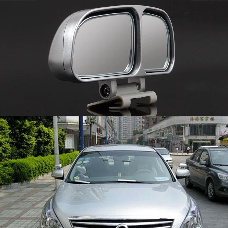 Hot 2Pcs Vehicle Car Blind Spot Square Wide Rear View Mirrors Side Universal Black / Silver