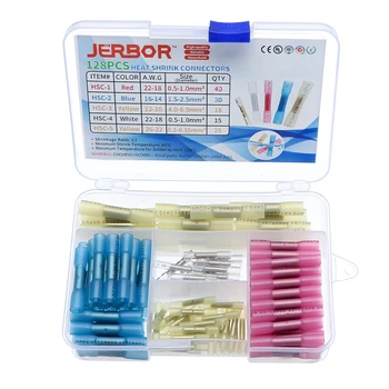 

128pcs Heat Shrink Butt Connectors Electrical Crimp Wire Connectors Kit Automotive Butt Splice 10~12 14~16 18~22 24-26 AWG