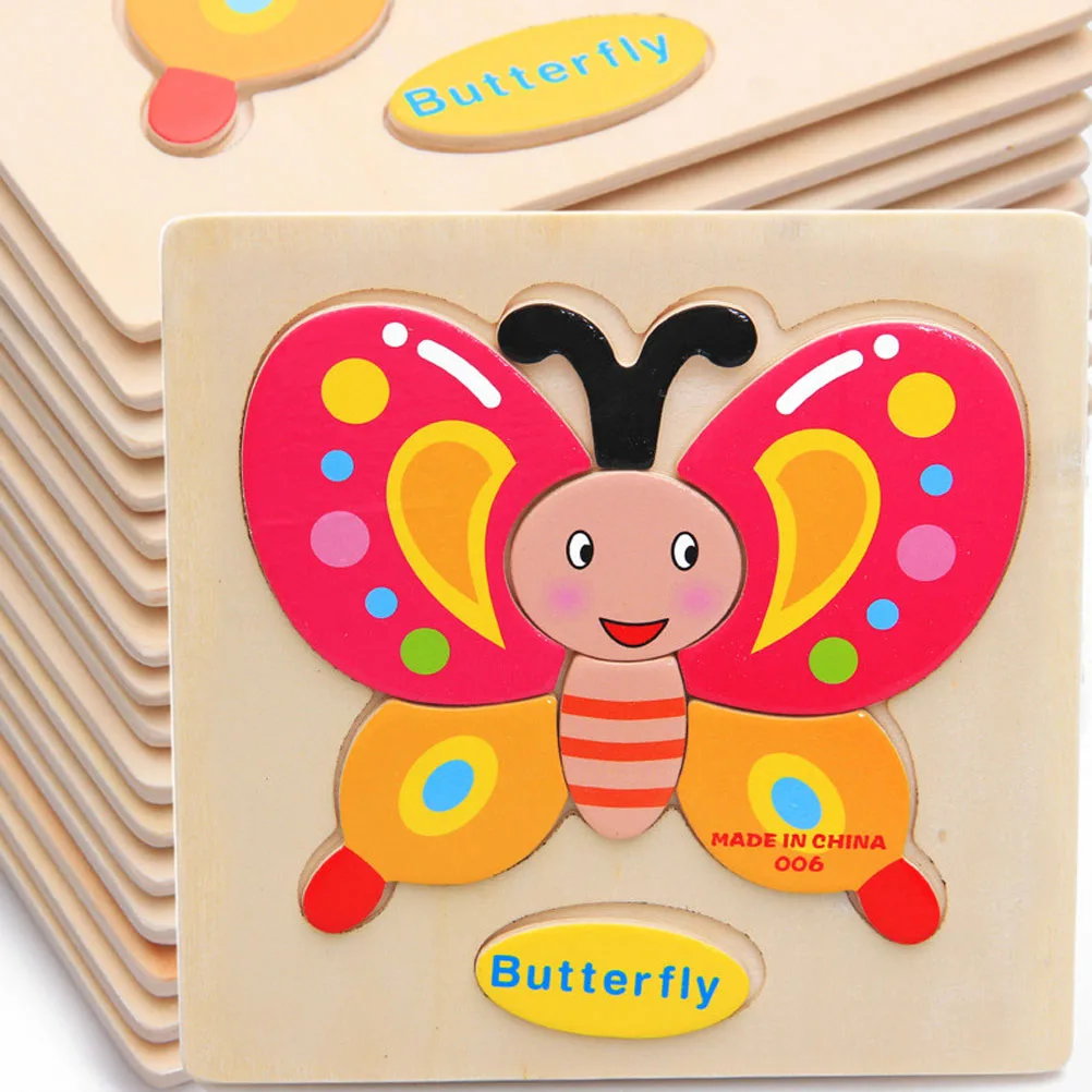 8Pcs/Set Wooden Puzzle Cartoon Animals Puzzle Small Piece Kids Toys 3D Puzzles DIY Educational Toy Puzzles Toys