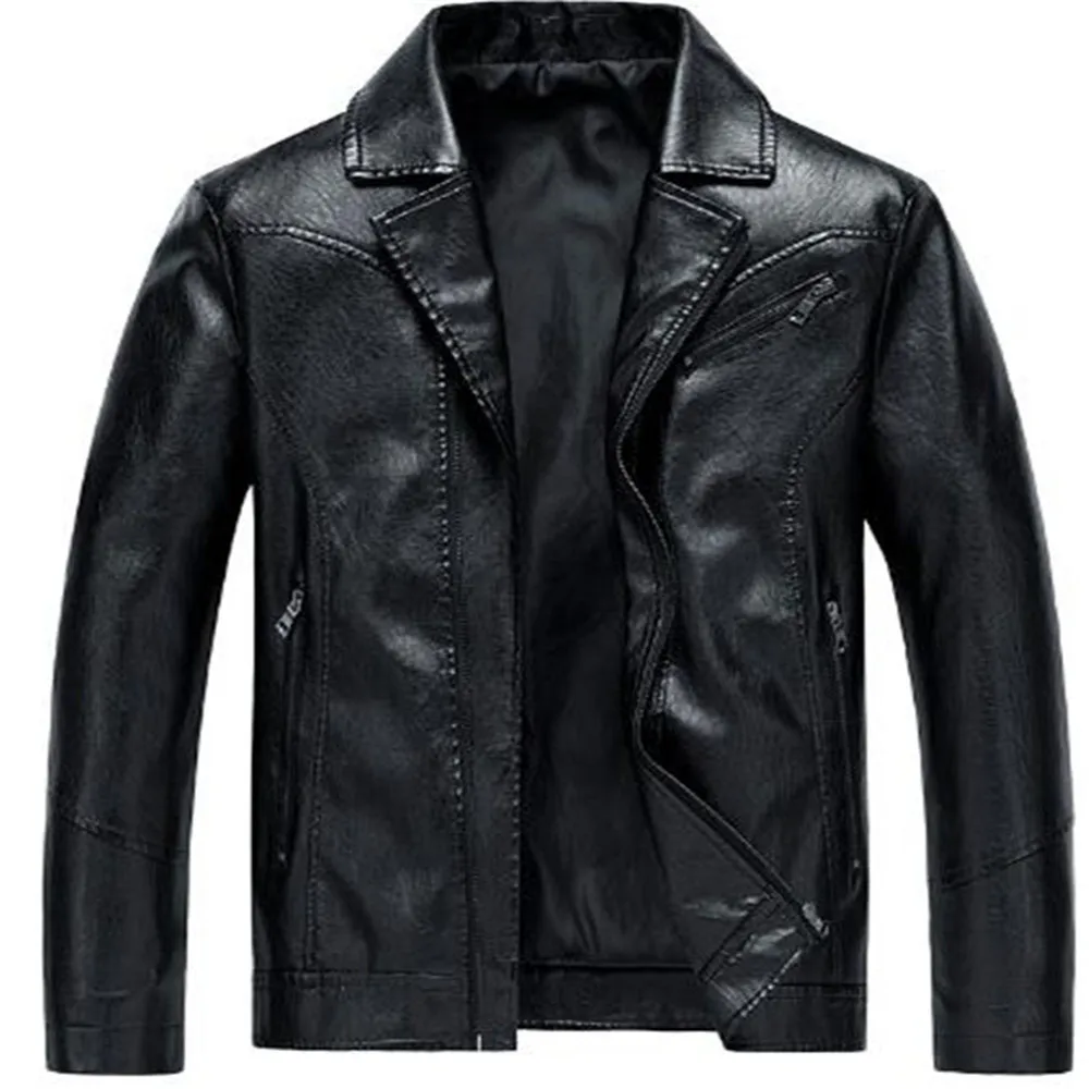 Spring Autumn New Style Fashion Casual Lapel Men's Zipper Leather Suit Jacket Clothes Coat Tops Outwear Parka | Мужская одежда