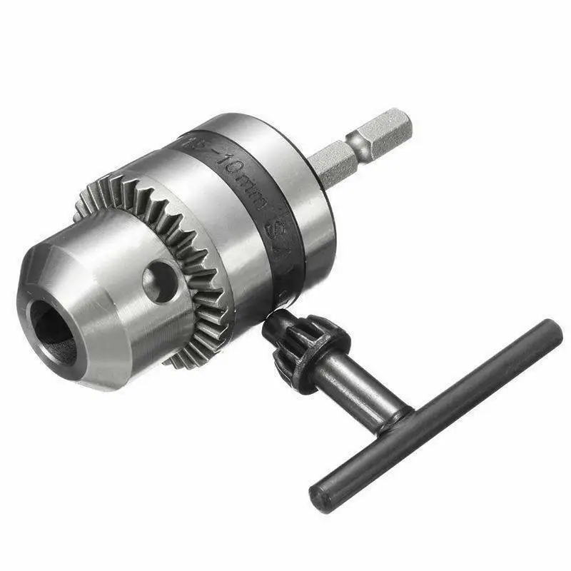 

1*Drill Chuck 1*Key Adapter 1.5-10mm Drill Chuck Driver Converter 3/8'' 24UNF 1/4'' Hex Shank Key Adaptor