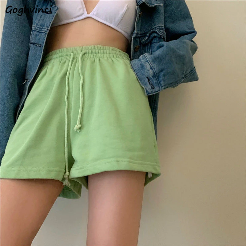 Pantalones cortos de algodón sólido para mujer, ropa de calle cómoda, Simple, informal, suelta, para correr, transpirable, combina todo, pantalones de pierna ancha para adolescentes|Pantalones - AliExpress