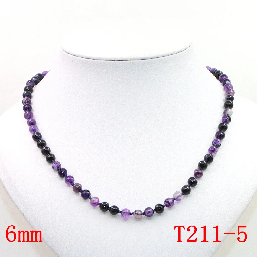 WUBIANLU 6-12mm Natural Purple Agates Pink Onyx Stripe Round Beads Necklace Women Jades Findings Wholesale (53)