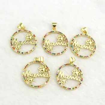 

20mm 20pcs/lot fashion colorful cz pendant,mom's love theme cubic zircon charm,jewelry wholesale bracelet/necklace accessories
