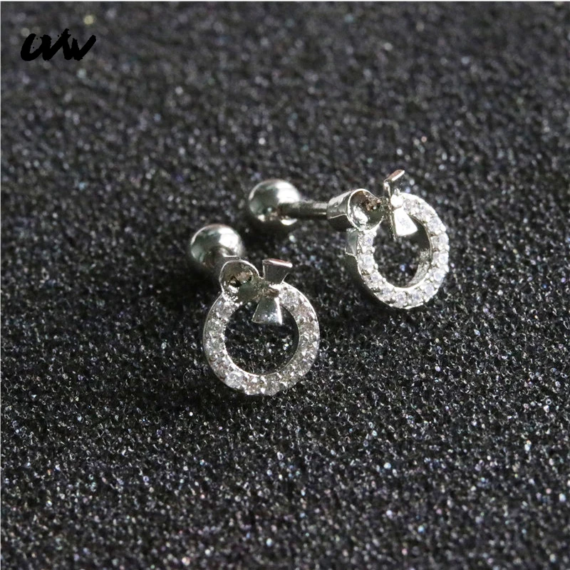 

UVW153 2pc 316L Steel CZ Tiny Round Earrings for Women Helix Fashion Body Piercing Jewelry Pendientes Mujer Moda Brincos Gift