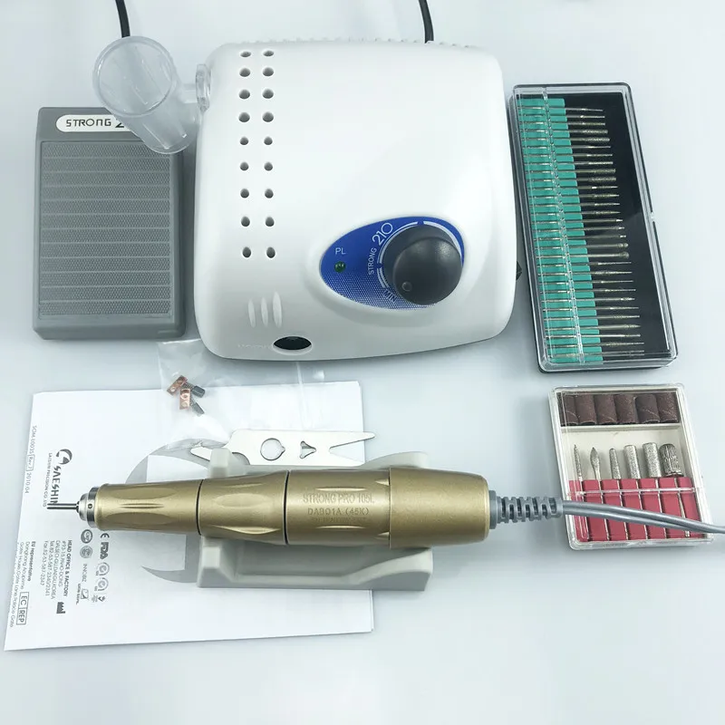 45000 об/мин золотые наконечники сильные 210 PRO 105 105L 65 Вт маникюрные сверла для ногтей