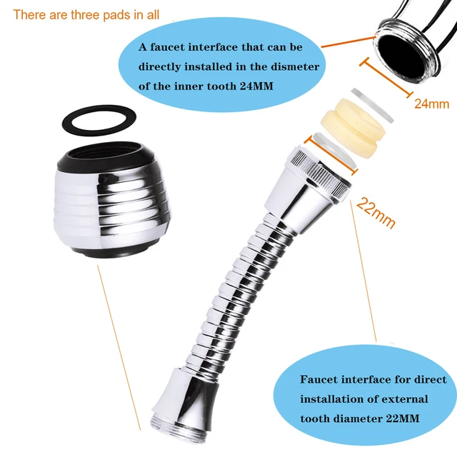 360 Degree Swivel Kitchen Faucet Aerator Clean Adjustable Dual Mode Sprayer Filter Diffuser Water Saving Nozzle Faucet Connector 3