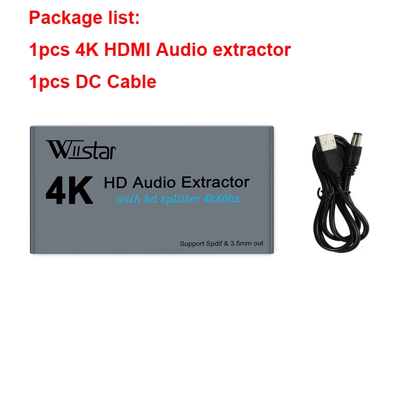 Extrator de Áudio 4k hd Divisor hd para hd Mais Conversor de Áudio com Spdif Mais 3.5 mm Jack Estéreo Hdmi Divisor 1x2 - Image 3