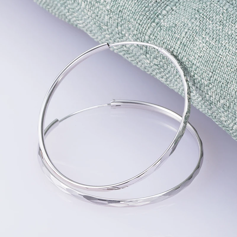 Hoop Earring for Women Girl Silver Color Metal Earrings Big Round Circle Smooth Huggie Fashion Simple Large Ear Ring Jewelry Gif
