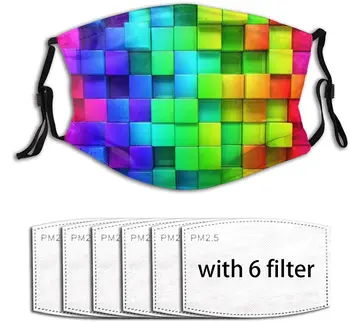 

Colorful Block Dust-Proof Face Mask Novelty Windproof Mouth Face Cover Reusable Comfortable Adjustable Protection With 6 Filter