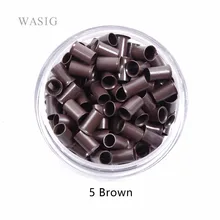 3,4 мм, 1000 шт, длинные, Европейский замок, расклешенные, плавающие, микро медные трубчатые кольца, бусины, звенья, человеческие волосы, инструменты для наращивания, 5#, коричневые