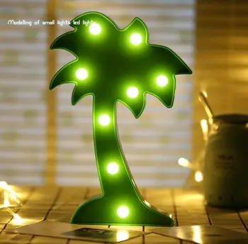 

LED Neon Night Light Coconut Tree Shape with Base Battery Powered Table Lamp for Xmas Party Romantic Wedding Decoration