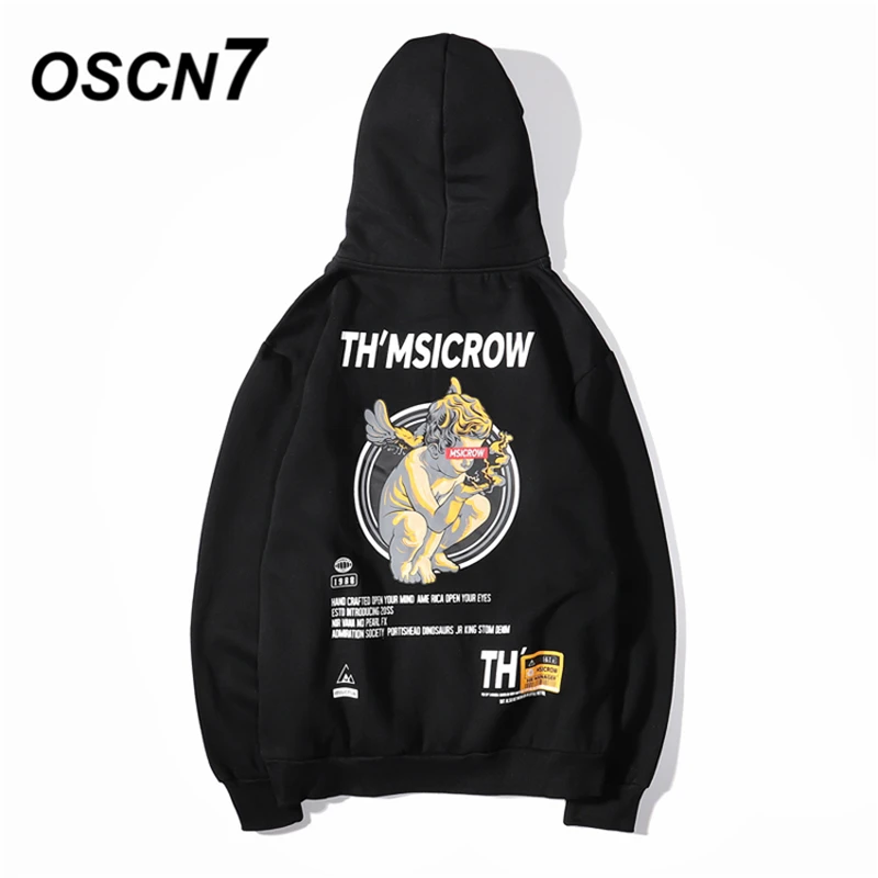 

OSCN7 High Street Plus Velvet Warm Hoodies Men 2019 Winter Japanese Streetwear Harajuku Oversize Hooded Sweatshirt Men M210