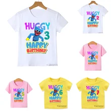 T Shirt manches courtes pour enfants, imprimé, mignon, Huggy, coquelot, fille et garçon, unisexe, 2 à 10 ans