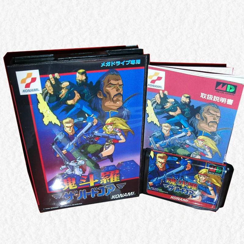 

Contra JP Cover with Box and Manual for Sega MegaDrive Video Game Console 16 bit MD card
