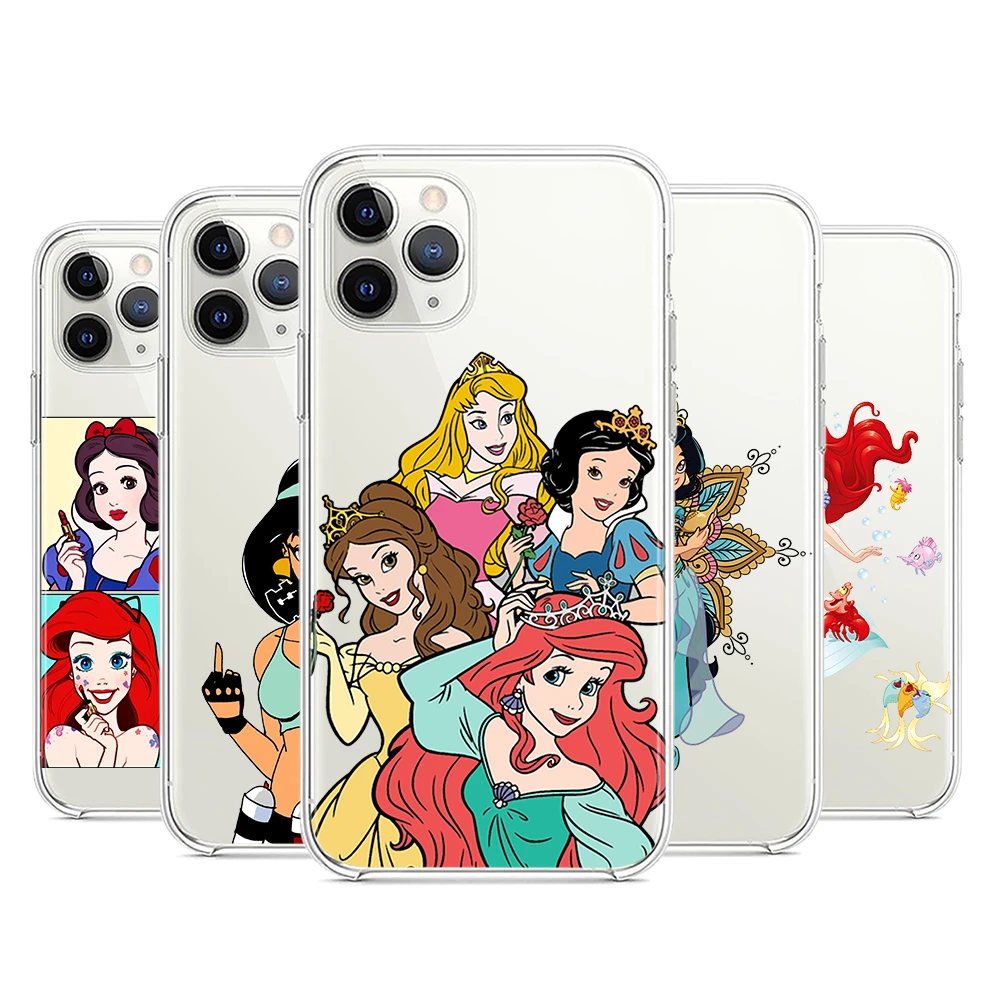 Funda De Princesa De Disney Para Iphone Carcasa Transparente Para Telefono Apple Iphone 13 12 11 Mini 8 7 6s 6 Xs Xr X 5 5s Se Pro Max Plus Fundas Antigolpes Para Telefono Aliexpress