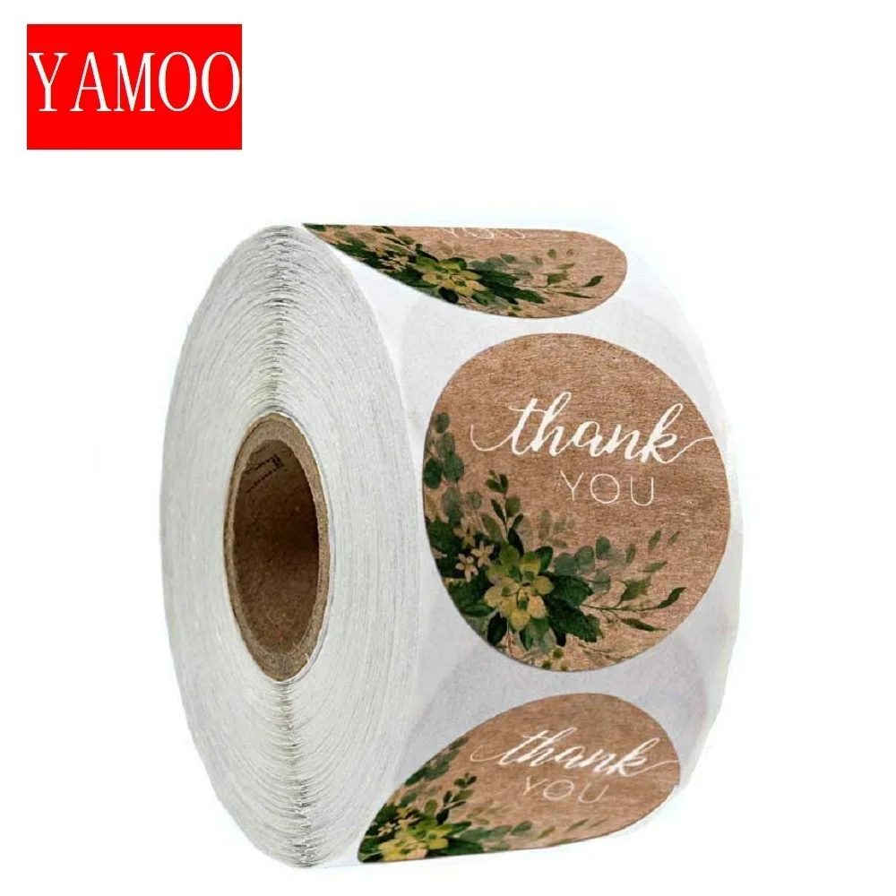 Barato Sello de pegatinas de agradecimiento, etiquetas redondas doradas, pegatinas con forma de hoja, rollos para escuela, tienda pequeña, hecho a mano WDgmyOmjZ