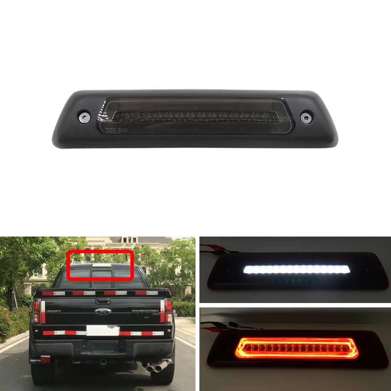 Подходит для Ford F-150 F150 пикапа багажника 2009- дымовая Светодиодная лампа с высоким креплением сзади красный третий тормозной светильник белая крыша грузовой светильник