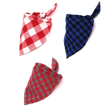 

Pet Dog Bandana Small Large Dog Bibs Scarf Washable Cozy Cotton Plaid Printing Puppy Kerchief Bow Tie Pet Grooming Accessories