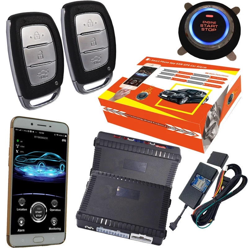  2g passive Keyless Entry Smart Remote Starter APP start stop pke auto lock unlock car alarm system