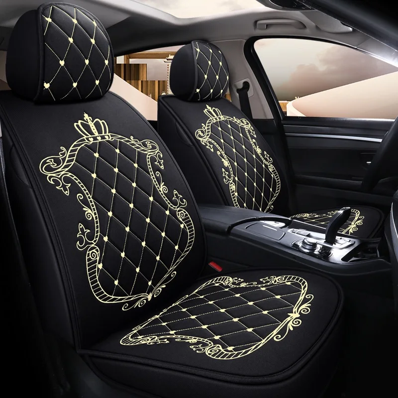 

Loyalty Four Seasons Embroidery Flax Classic Car Cushion Cover Five Seat Universal Fit Most Auto Interior Decoration
