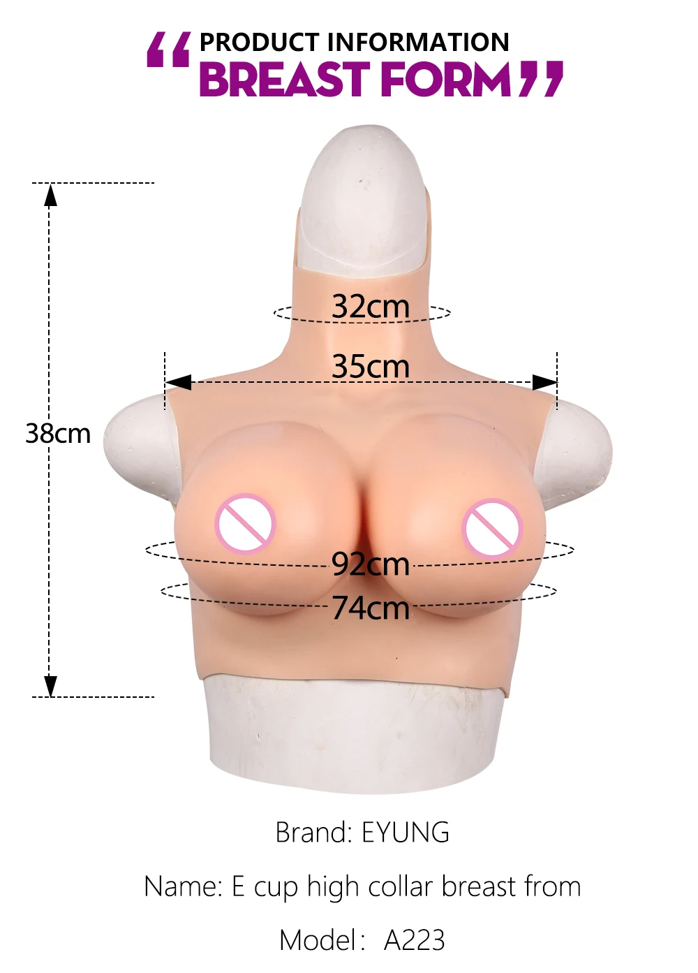 EYUNG Top quality E Cup Realistic Silicone Breast Form Artificial Boobs Enhancer Crossdresser chest for man shemale Trandsgender (2)