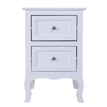 

Country Style Two-Tier Night Table Large Size White，ship from US drop shipping