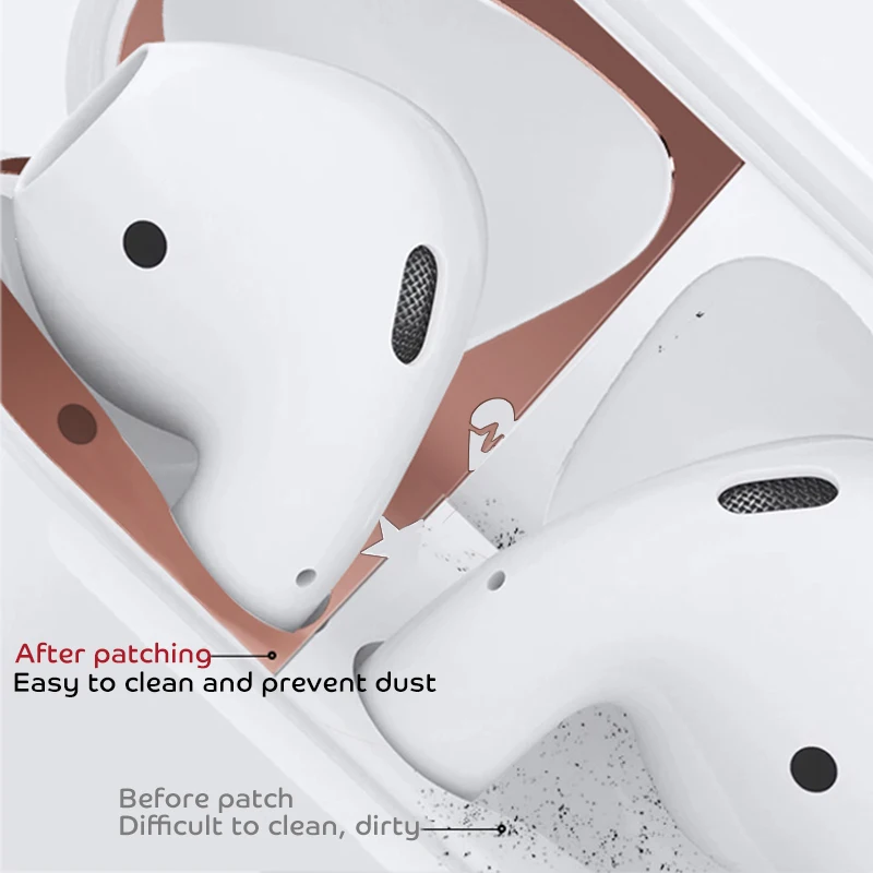Металлическая пленка наклейка для Apple аксессуары для Airpods металлическая ультратонкая Кожа Защита от пыли наклейка для Airpods 2 1 защита для кожи