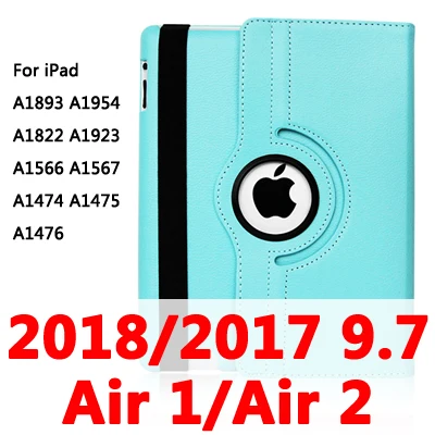 360 Вращающийся чехол для Apple iPad 2/3/4 Air 1/2 A1430 A1458 A1460 iPad2 iPad3 iPad4 Air1 Air2 планшетный чехол для i Pad 9,7 - Цвет: Air12 2017-18-Lblue