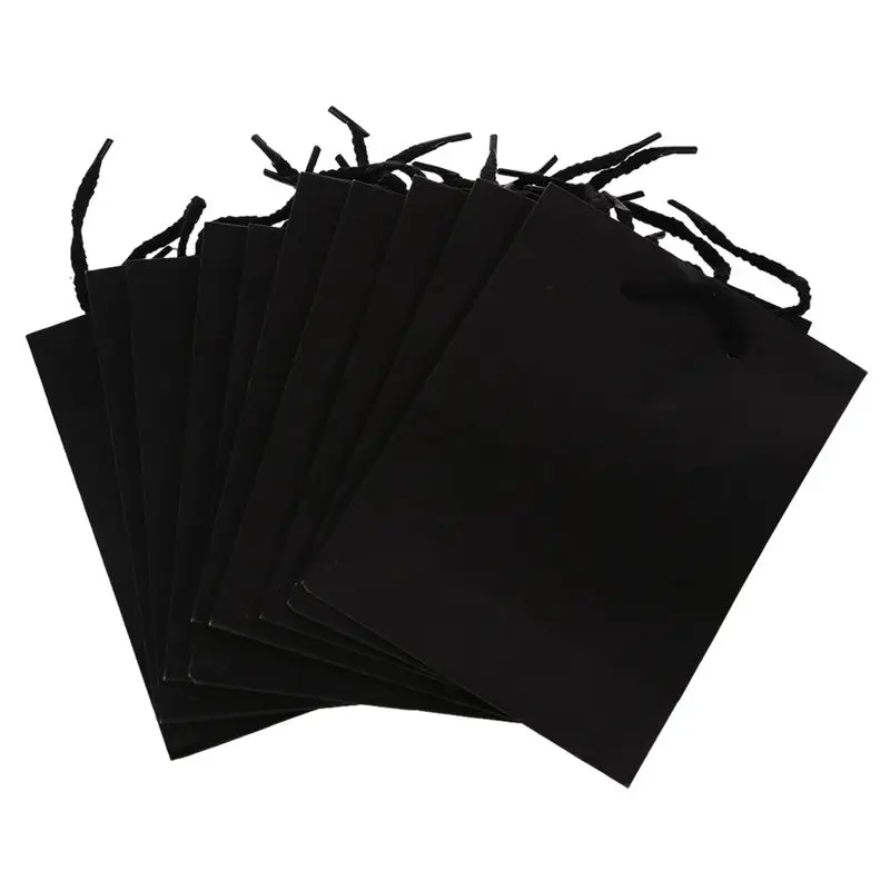 10х крафт бумажные пакеты подарочные сумки черный