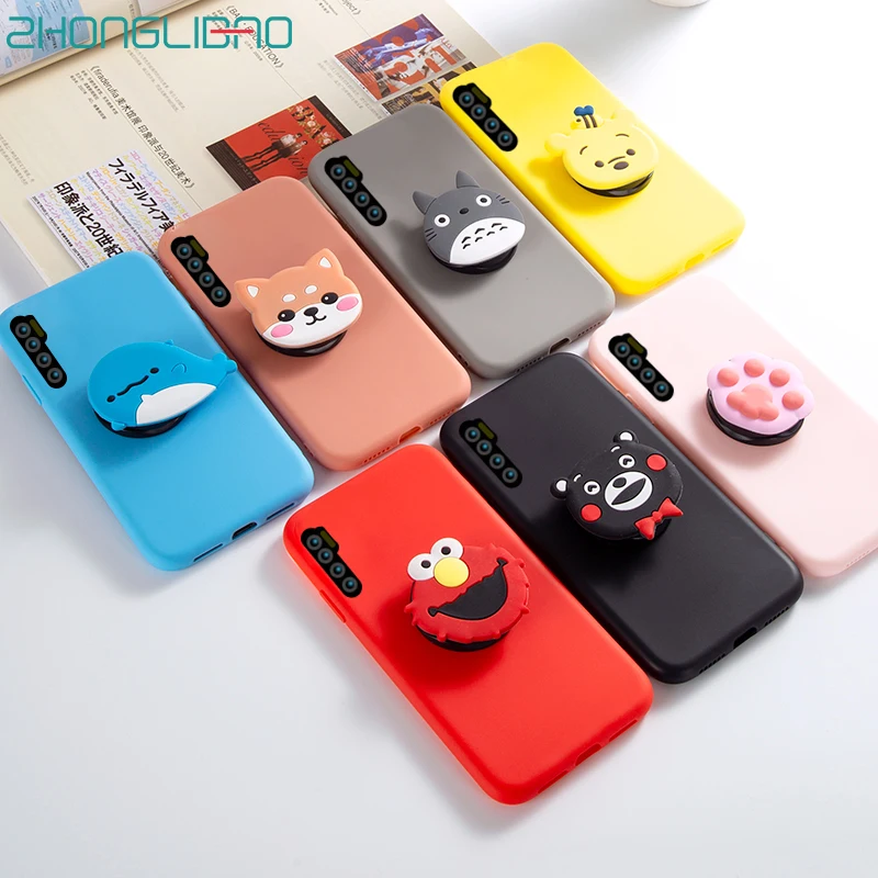 3D Silicone Cartoon Holder Candy Colors Case for Samsung Galaxy Note 10 9 8 S10 S9 S8 Plus S10e S7 S6 Edge Cute Stand Back Cover |