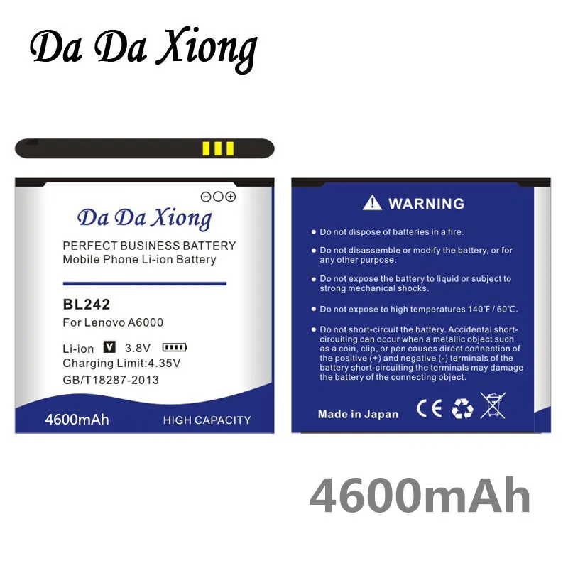 Da Xiong 4600 мАч BL242 аккумулятор для Lenovo A6000 A6010 A3860 A3580 A3900 LeMeng K3 K30 T|bl242 battery|battery for lenovobattery