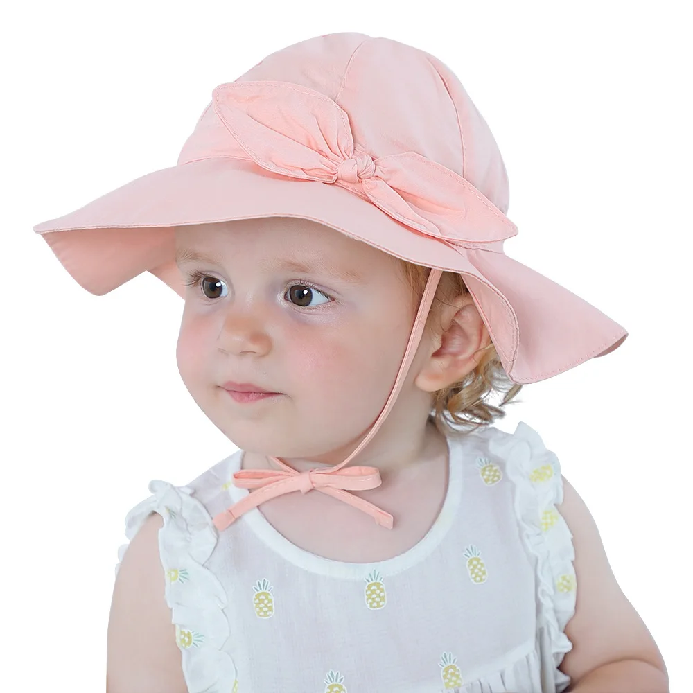 

Toddler Baby Girls Sun Hat, Summer Wide Brim UV Protection Bucket Hat with Big Bowknot