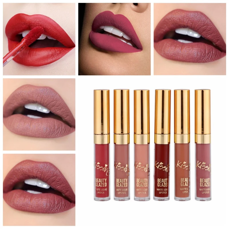 BEAUTY GLAZED 6pcs Set Liquid Lipstick Lip Gloss Professional Makeup Matte Lipstick Lip Kit Long Lasting Cosmetics Maquiagem BEAUTY GLAZED 6pcs Set Liquid Lipstick Lip Gloss Professional Makeup Matte Lipstick Lip Kit Long Lasting Cosmetics Maquiagem