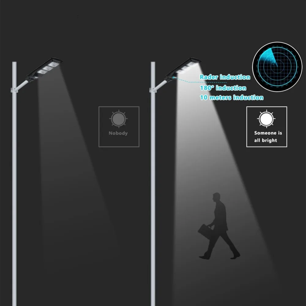 20-60 Вт Светодиодный уличный фонарь на солнечной батарее Открытый водонепроницаемый IP67 светильник контроль радар зондирование умный светильник светодиодный светильник садовая лампа и держатель лампы